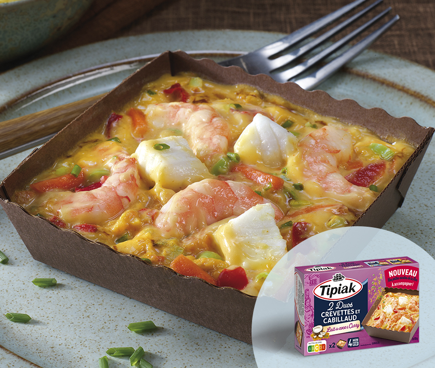 Duos Crevettes et Cabillaud Lait de coco & Curry 