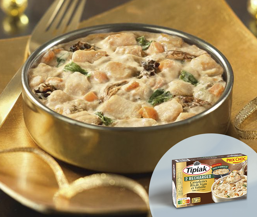 2 Recharges de cassolettes Ris de Veau et Volaille Sauce aux Cèpes