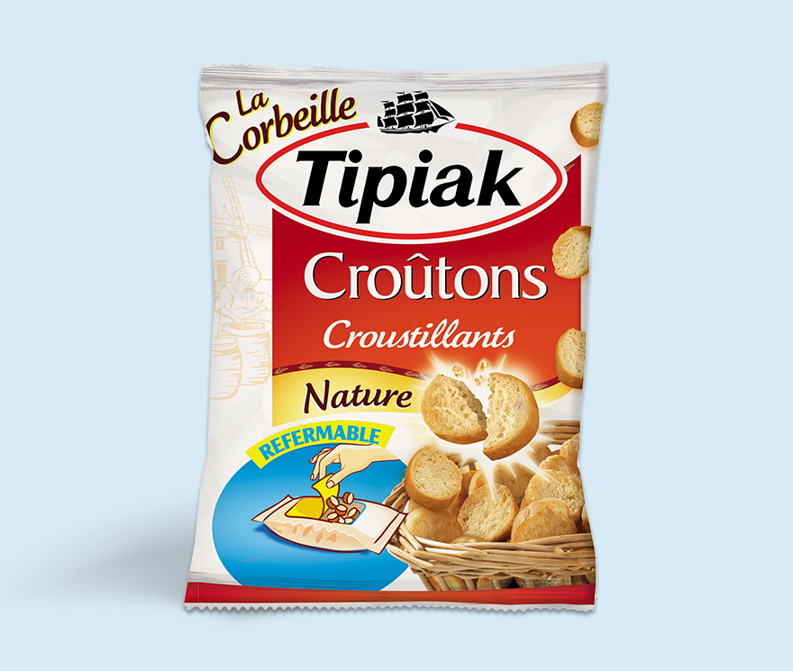 Basket of plain round croutons TIPIAK
